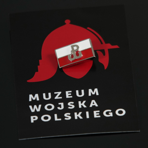 Przypinka: Flaga Polski ze znakiem Polski Walczącej Przypinka: Flaga Polski ze znakiem Polski Walczącej